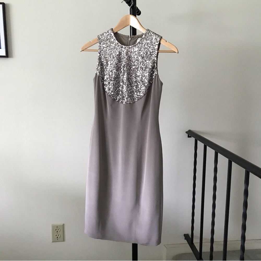 Cheats B Silk Sequin Dress Size 2 - Soft Taupe, Mini, lined, like New